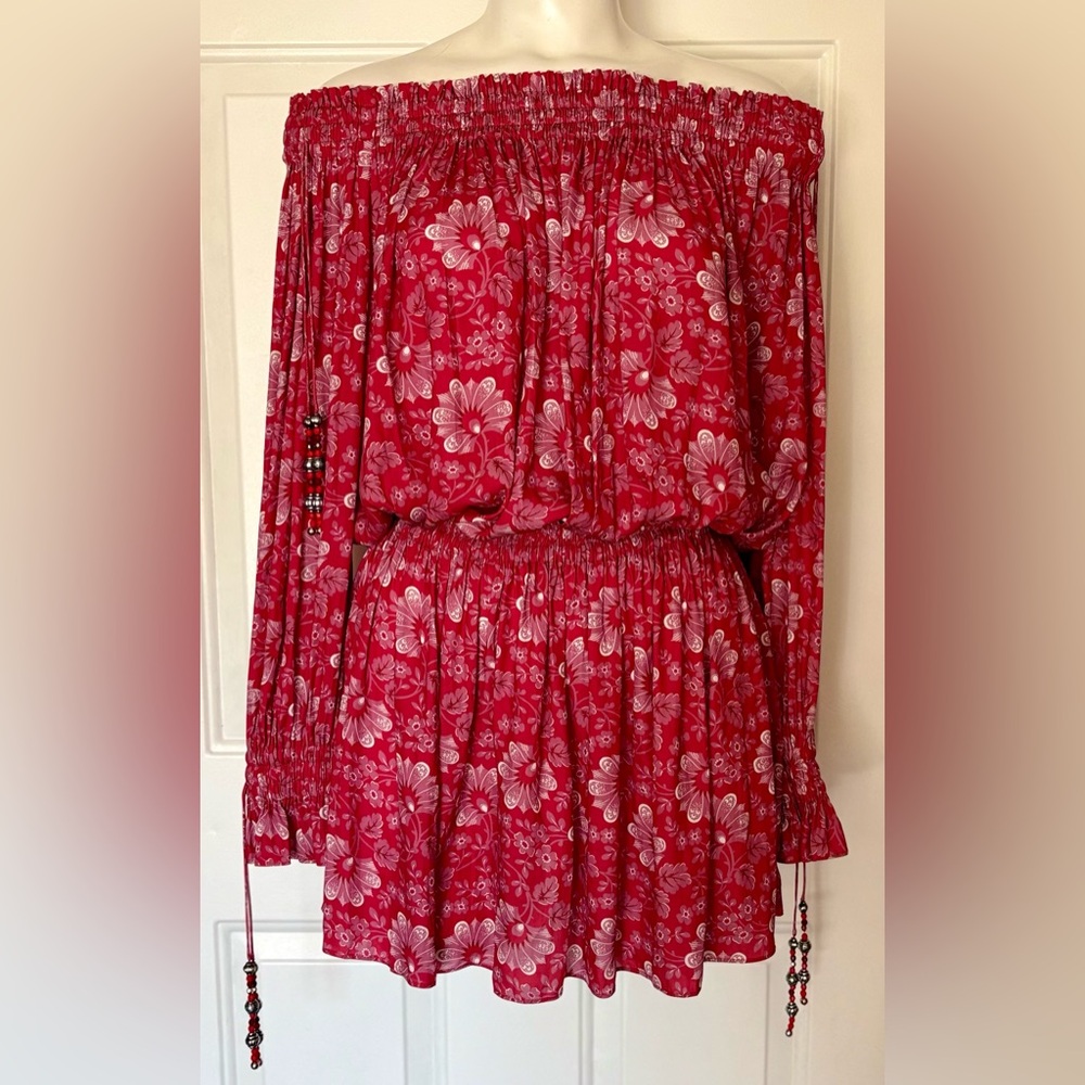 NWT The Kooples Summer Blossom Red Floral Mini Dress Size 2